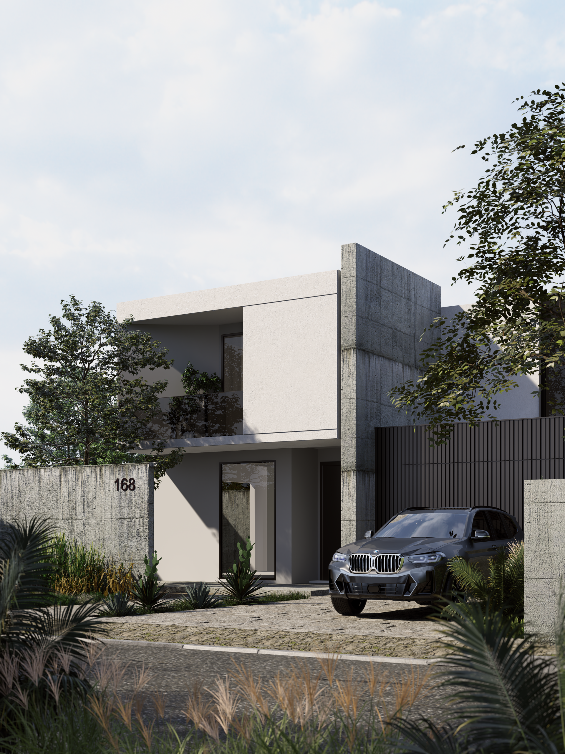 brutalist house perspective